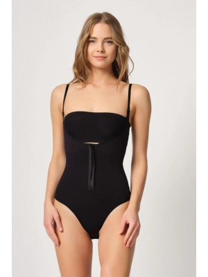 SİYAH MI Emay 2043 Göğsü Açık Agraflı Body Korse