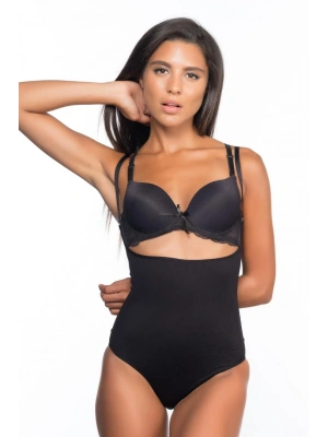 SİYAH MI Emay 2073 Göğüsü Açık Desenli Body Korse