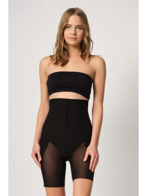 SİYAH MI Emay 2928 Ön Agraflı Tül Paçalı Lazer Korse