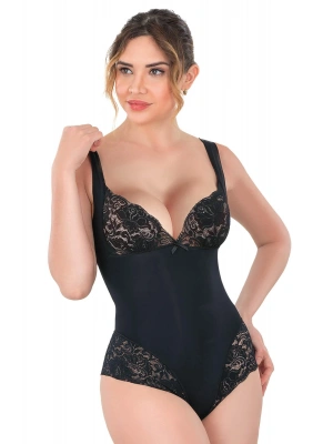 SİYAH MI Emay 2947 Dantelli Agraflı Body Korse