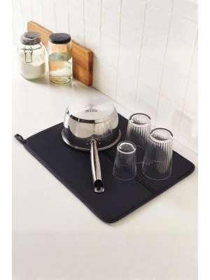 Siyah Renkli Ekstra Emici Bulaşık Kurutma Matı & Mutfak Tezgah Üstü Örtüsü (45x34 cm)