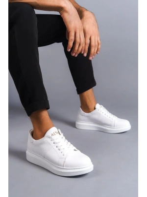 SLW151 Boost Bağcıklı Cilt Erkek Günlük Sneaker Ayakkabı CBT - Beyaz