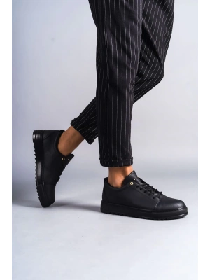 Slw152 Cool Bağcıklı Cilt Erkek Günlük Spor Cst - Siyah Erkek Klasik Ayakkabı