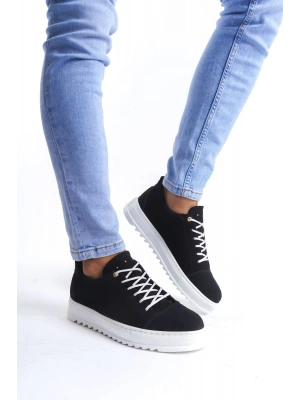 SLW152 Cool Bağcıklı Süet Erkek Günlük Spor Klasik Ayakkabı SBT - Siyah