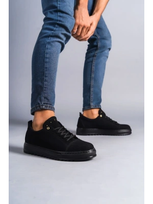 SLW152 Cool Bağcıklı Süet Erkek Günlük Spor Klasik Ayakkabı SST - Siyah