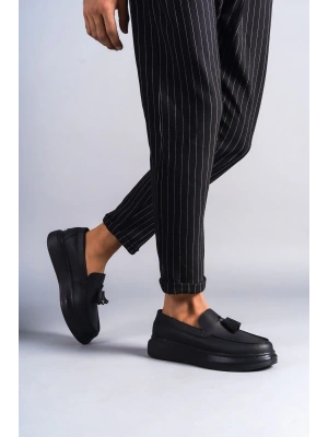 Slw154 Blaze Bağcıksız Püsküllü Cilt Erkek Günlük Spor Cst - Siyah Erkek Klasik Ayakkabı