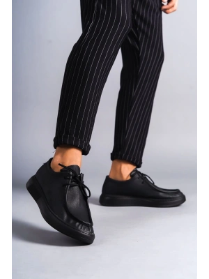 Slw170 Tornado Bağcıklı Cilt Erkek Günlük Spor Cst - Siyah Erkek Klasik Ayakkabı