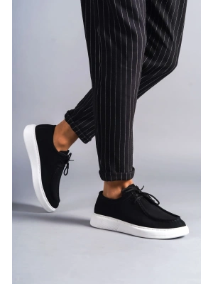 SLW170 Tornado Bağcıklı Süet Erkek Günlük Spor Klasik Ayakkabı SBT - Siyah