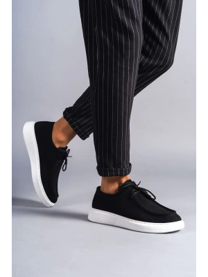 Slw170 Tornado Bağcıklı Süet Erkek Günlük Spor Sbt - Siyah Erkek Klasik Ayakkabı