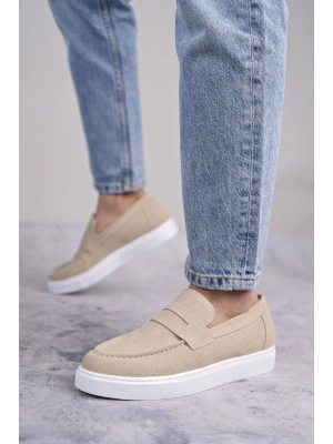 SLW180 Estilo X Bağcıksız Süet Erkek Günlük Spor Klasik Ayakkabı SBT - Krem