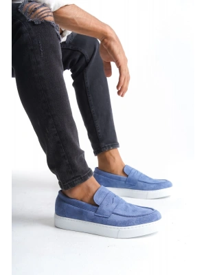 SLW180 Estilo X Bağcıksız Süet Erkek Günlük Spor Klasik Ayakkabı SBT - Mavi