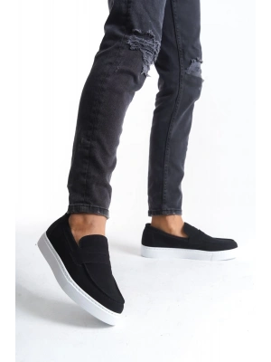 SLW180 Estilo X Bağcıksız Süet Erkek Günlük Spor Klasik Ayakkabı SBT - Siyah
