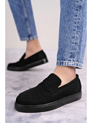 Slw180 Estilo X Bağcıksız Süet Erkek Günlük Spor Sst - Siyah Erkek Klasik Ayakkabı