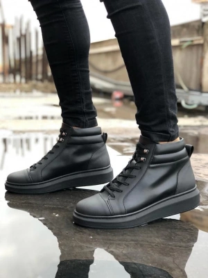 Slw202 Toronto Bağcıklı Cilt Erkek Spor St - Siyah Erkek Bot