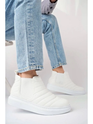 Slw205 Boston Bağcıksız Cilt Erkek Spor Bt - Beyaz Erkek Bot