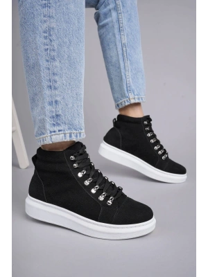 SLW206 Ottawa Bağcıklı Süet Erkek Günlük Spor Bot BT - Siyah