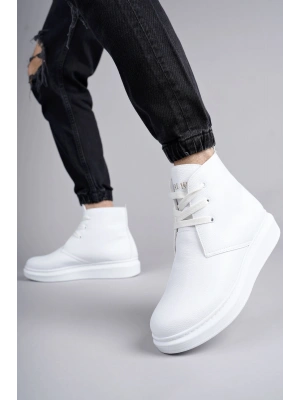 SLW207 Oslo Bağcıklı Cilt Erkek Günlük Spor Bot BT - Beyaz