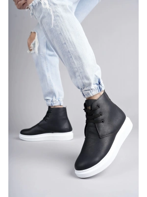 Slw207 Oslo Bağcıklı Cilt Erkek Günlük Spor Bt - Siyah Erkek Bot