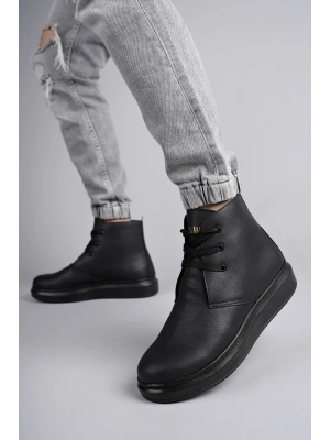 Slw207 Oslo Bağcıklı Cilt Erkek Günlük Spor St - Siyah Erkek Bot