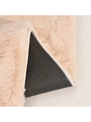 Tavşan Poly Peluş Halı -Bej- Yüksek Kalite-Ekstra Yumuşak - Kaymaz Özel Tabanlı - Özel Ölçü
