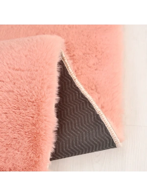 Tavşan Poly Peluş Halı - Rose -Yüksek Kalite-Ekstra Yumuşak - Kaymaz Özel Tabanlı - Özel Ölçü