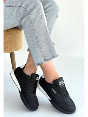 Tawen Siyah Cilt Bağcıklı Spor Ayakkabı