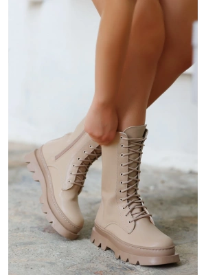 Toir Nude Cilt Bağcıklı Postal Kadın Bot