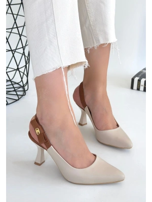 Toran Bej Cilt Kadın Topuklu Ayakkabı