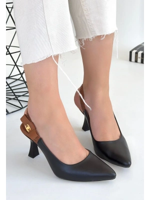Toran Siyah Cilt Kadın Topuklu Ayakkabı