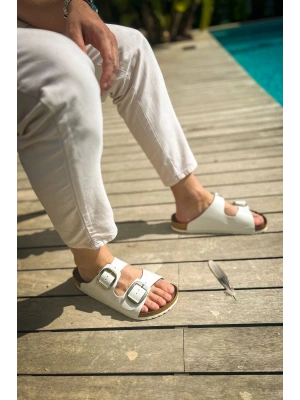 TRL001 - Chekich Deri Terlik BEYAZ