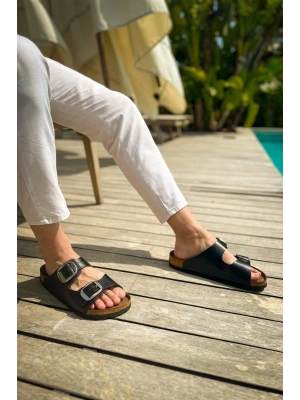 TRL001 - Chekich Deri Terlik SIYAH