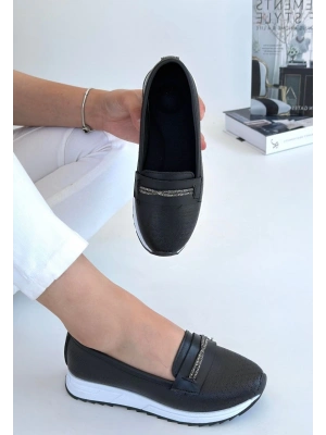 Troy Siyah Cilt Ayakkabı Kadın Babet