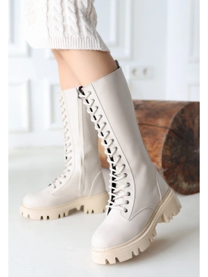 Uliza Bej Cilt Bağcıklı Kadın Çizme