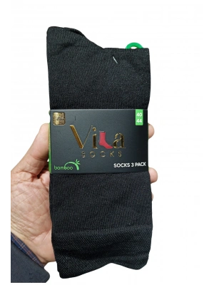 Vila Erkek 3lü Siyah Bambu Çorap ,