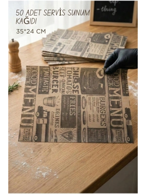 Vintage Tasarım Servis Sunum Kağıdı & Yağlı Kağıt Seti (35x24 cm)