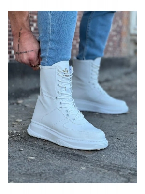 Wagoon WG012 Beyaz Cilt Uzun Bağcıklı  Bot