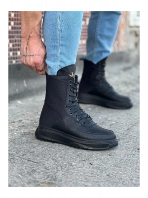 Wagoon Wg012 Kömür Cilt Uzun Bağcıklı Erkek Bot