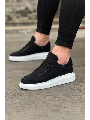 Wagoon Wg018 Siyah Kot Kumaş Erkek Casual Ayakkabı Erkek Günlük Ayakkabı