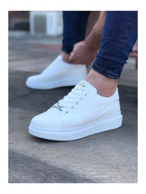 Wagoon Wg028 Beyaz Bağcıklı Kalın Taban Casual Erkek Ayakkabı Erkek Günlük Ayakkabı