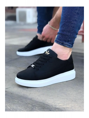 Wagoon Wg028 Siyah Bağcıklı Kalın Taban Casual Erkek Ayakkabı Erkek Günlük Ayakkabı