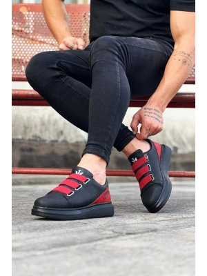 Wagoon WG029 3 Bant Legend Kömür Kırmızı Kalın Taban Casual Erkek Ayakkabı