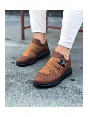 Wagoon Wg033 Taba Siyah Erkek Yüksek Taban Ayakkabı Erkek Günlük Ayakkabı