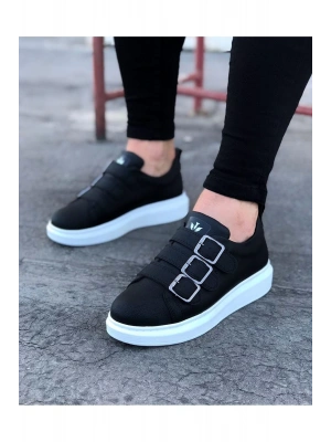 Wagoon Wg050 Siyah Tokalı Kalın Taban Erkek Ayakkabı Erkek Günlük Ayakkabı