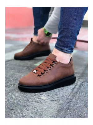 Wagoon Wg08 Taba Kömür Düz Erkek Casual Ayakkabı Erkek Günlük Ayakkabı