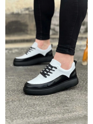 Wagoon WG162 Kömür Beyaz Rugan Ortopedik Taban Erkek Casual Ayakkabı