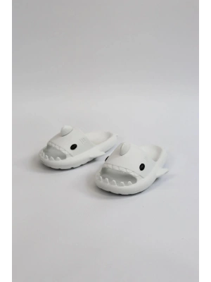 Wagoon Wg500 Köpekbalığı Beyaz Unisex Tam Ortopedik Shark Slides Cocuk Erkek Terlik