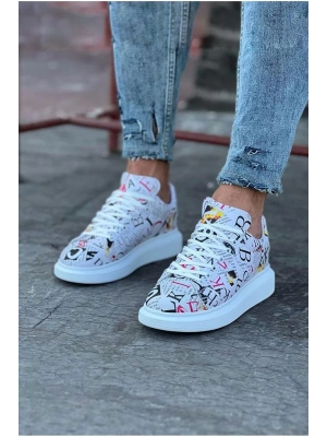 Wagoon Wg501 Dergi Desenli Boyalı Erkek Casual Ayakkabı Erkek Günlük Ayakkabı