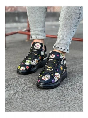 Wagoon WG501 Siyah Desenli Kuru Kafa Boyalı Erkek Casual Ayakkabı