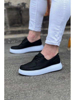 Wagoon WG508 Siyah Cilt Ortopedik Taban Erkek Casual Ayakkabı