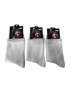 Yalıncak Uzun Konç Kolej Çorap  Beyaz Desensiz 6 Adet